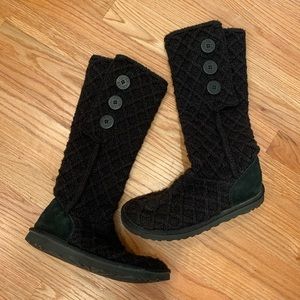 UGG Classic Lattice Cardy Knit Boots - Black